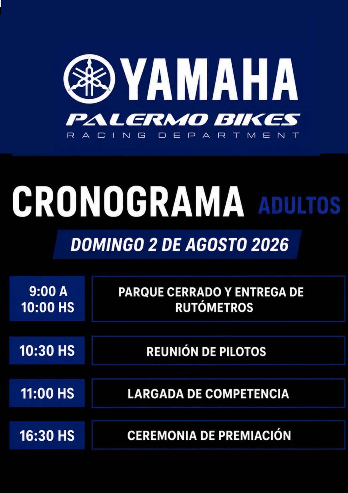 Cronograma de adultos del domingo 2 de agosto